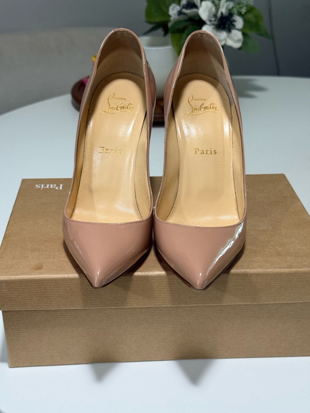 Christian Louboutin Blush Patent Pointed-Toe Pumps
